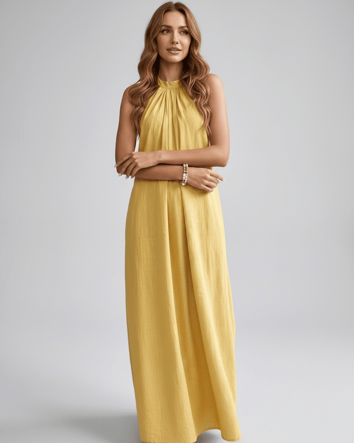 Vestido de mujer halter, estilo bohemio y fresco, perfecto para vacaciones.