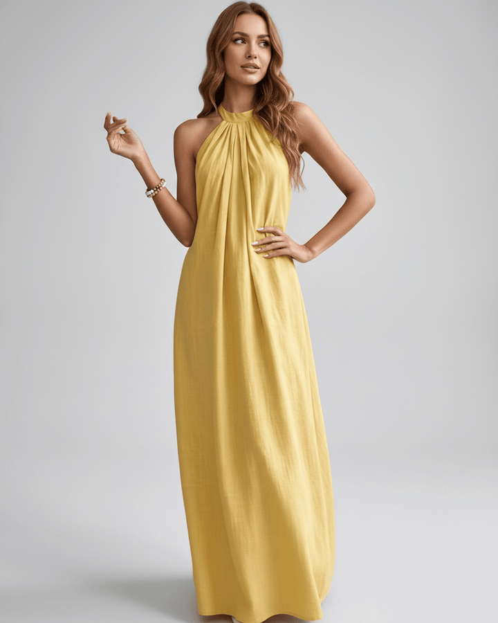 Elegante vestido maxi para mujer, ajuste holgado y estilo bohemio.