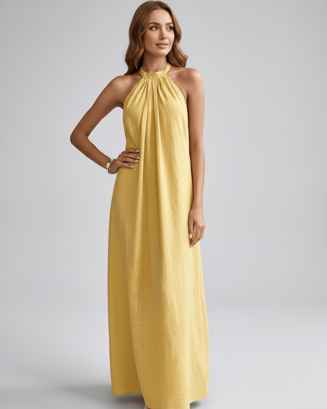 Vestido largo sin mangas para mujer, moda femenina y confort casual.