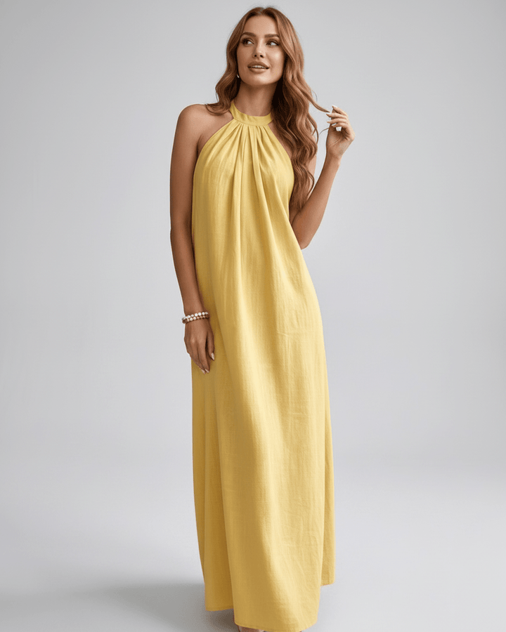 Ropa de mujer: vestido halter maxi, look casual chic para cualquier ocasión.