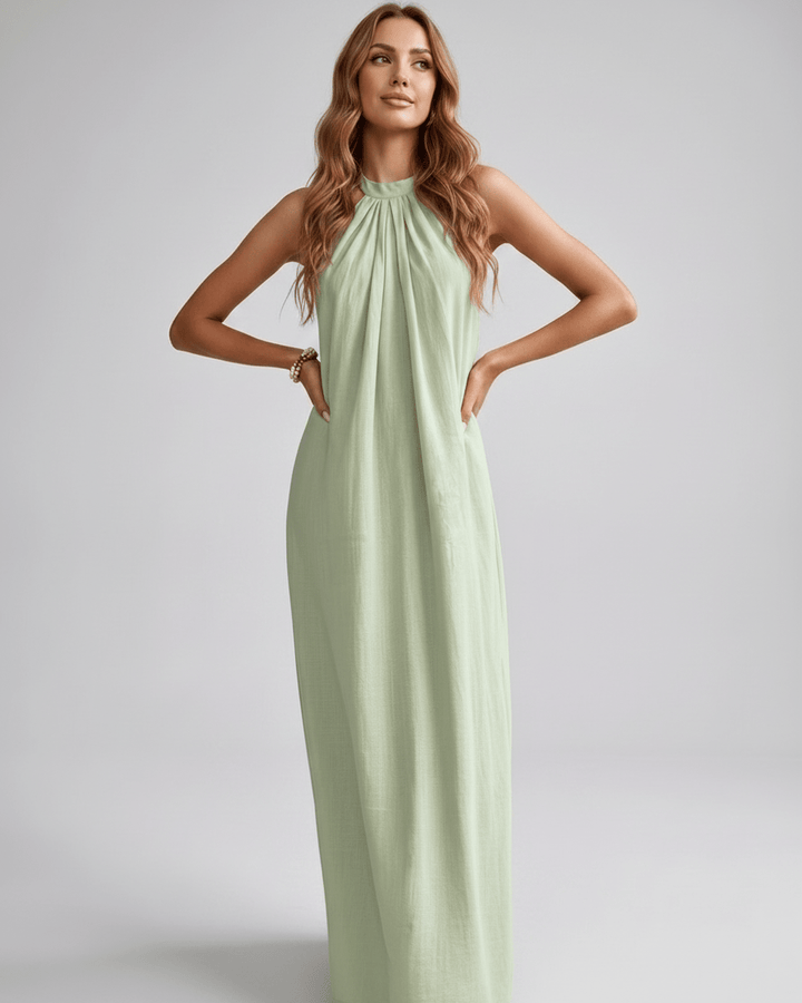 Elegancia casual en este vestido maxi halter de mujer. Ideal para un look sofisticado.