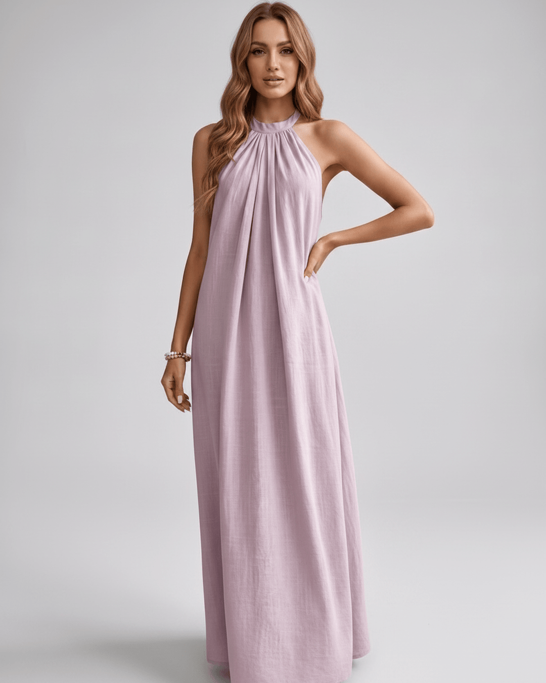 Confort y estilo: vestido halter sin mangas para mujer, ideal para vacaciones.