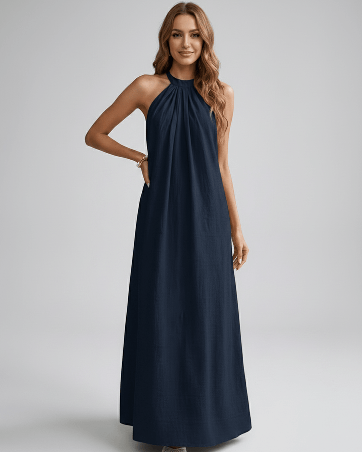 Ropa de mujer: vestido maxi halter fluido, fresco y cómodo para días soleados.