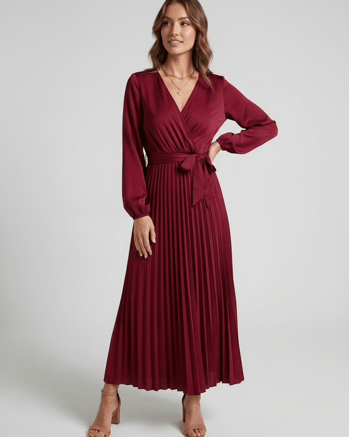 Vestido maxi Elara elegante, escote en V, para celebraciones especiales.