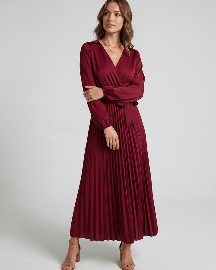 Vestido largo de fiesta Elara, escote V, muy elegante y femenino.