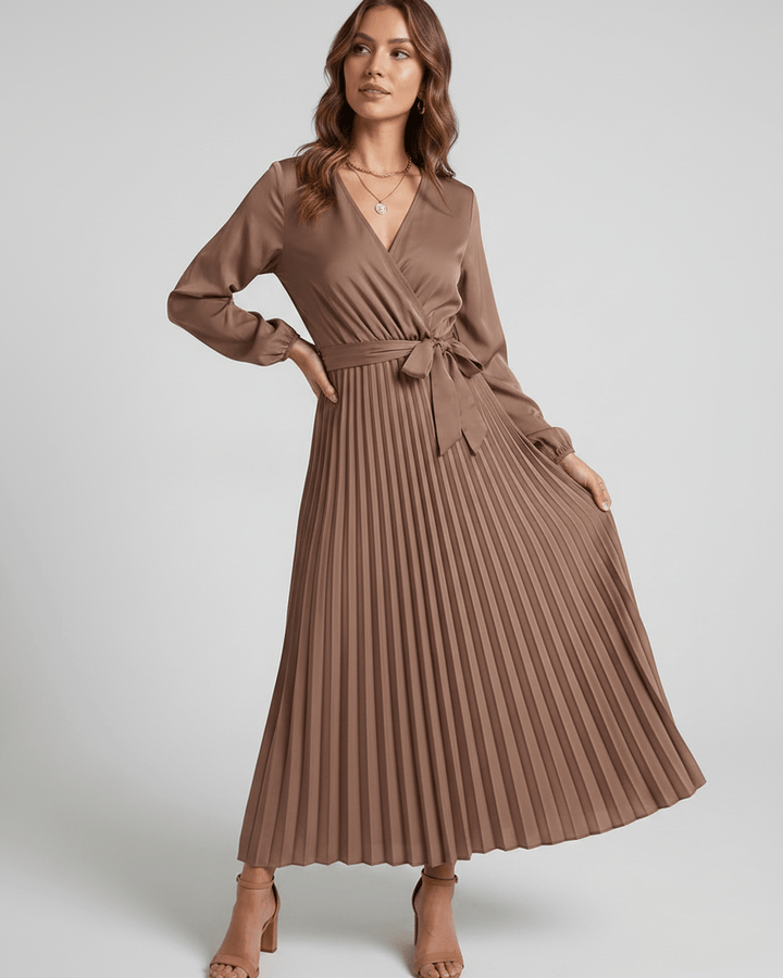 Vestido de fiesta Elara con escote V, maxi, para un look inolvidable.