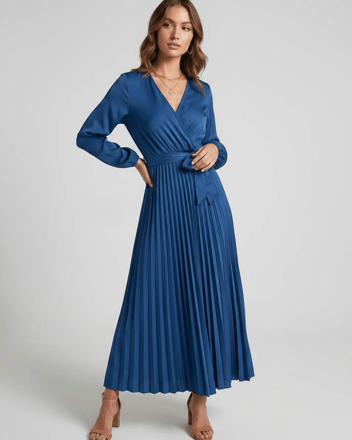 Vestido maxi Elara para mujer, elegante, escote V, ideal invitada boda.