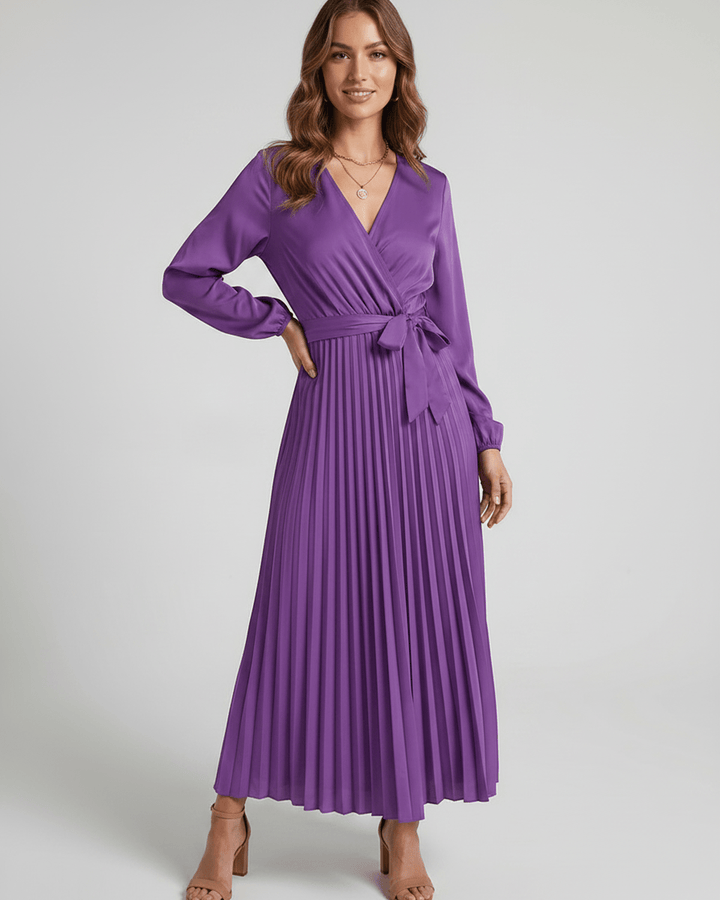 Vestido de mujer Elara, maxi, escote V, para un evento memorable y chic.