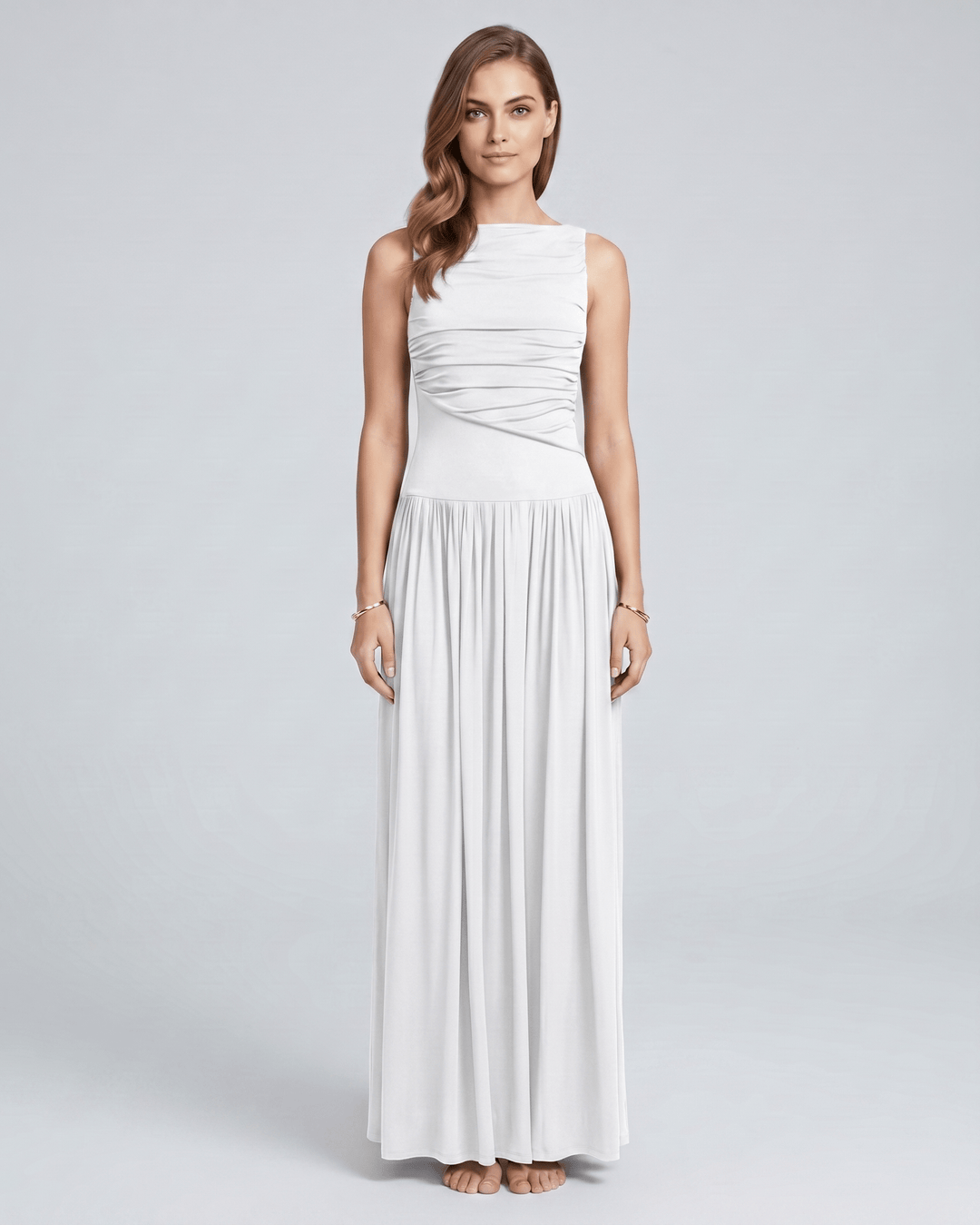 Vestido maxi Aurea versátil para mujer, de verano. Casual chic o fiesta, sin mangas.