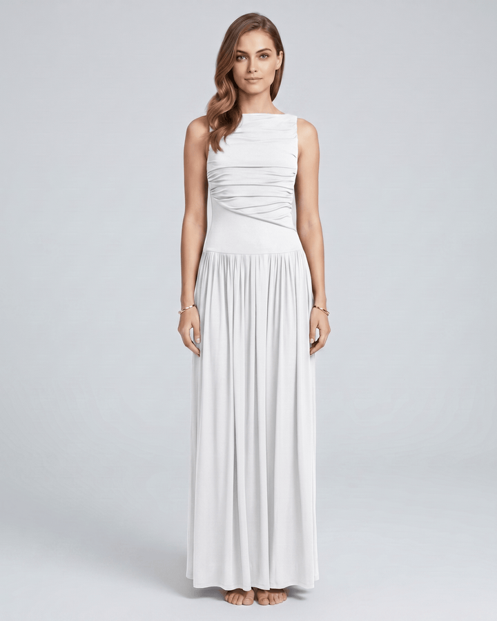 Vestido maxi Aurea versátil para mujer, de verano. Casual chic o fiesta, sin mangas.