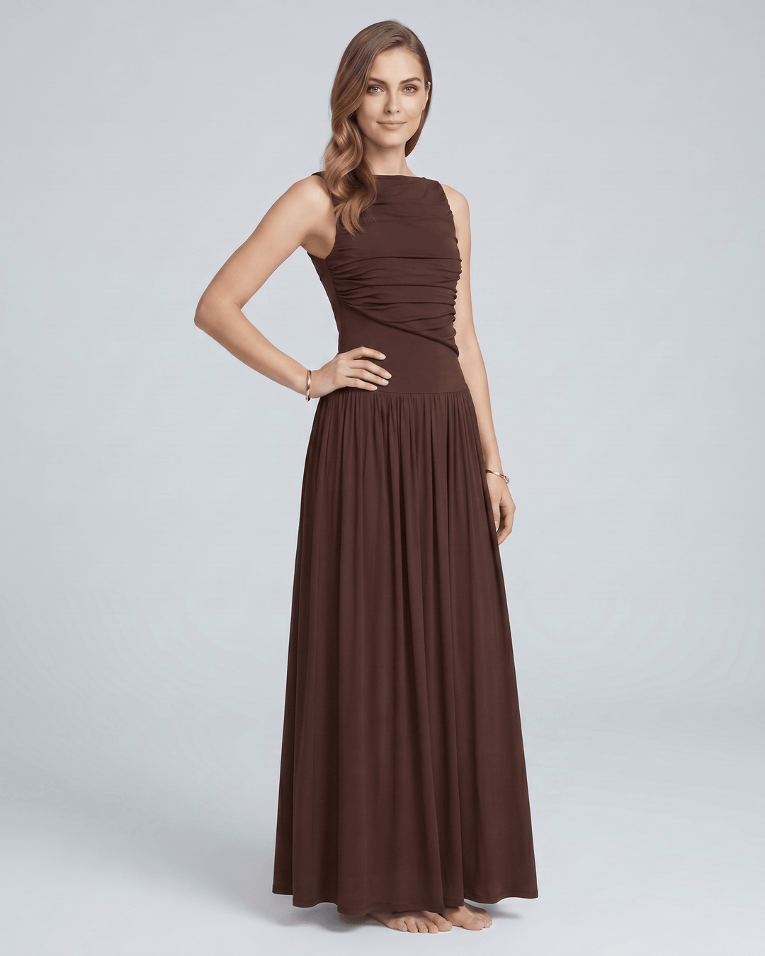 Vestido maxi de verano Aurea para mujer. Versátil para cualquier ocasión, sin mangas.