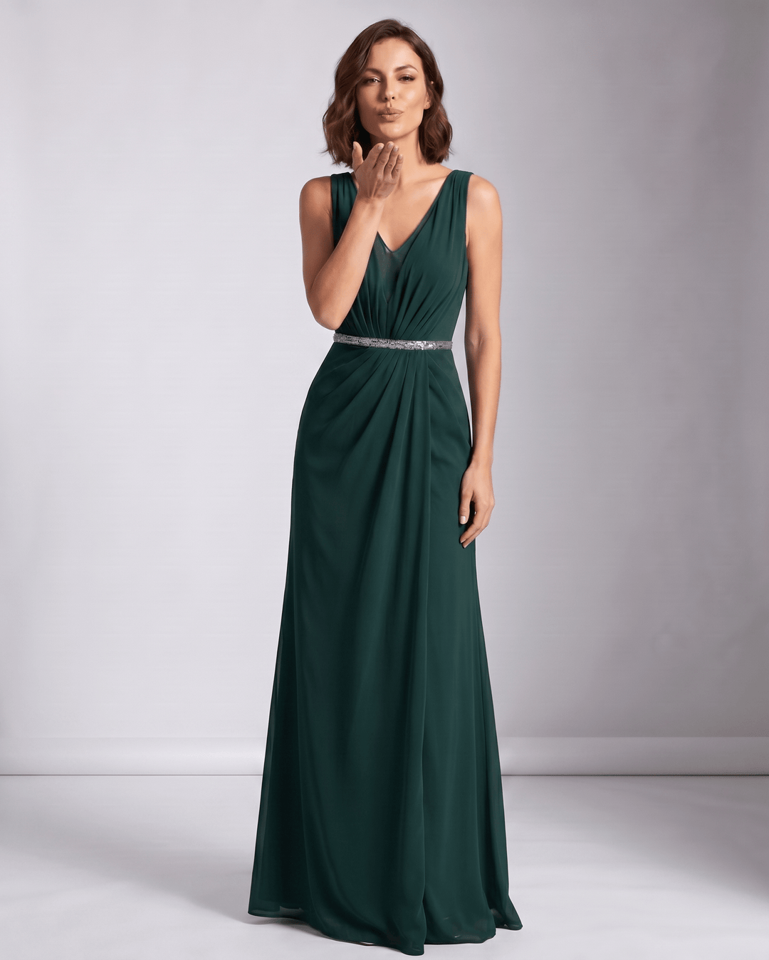 Vestido de fiesta y boda para mujer, maxi, escote V, sin mangas, moda femenina para eventos elegantes.