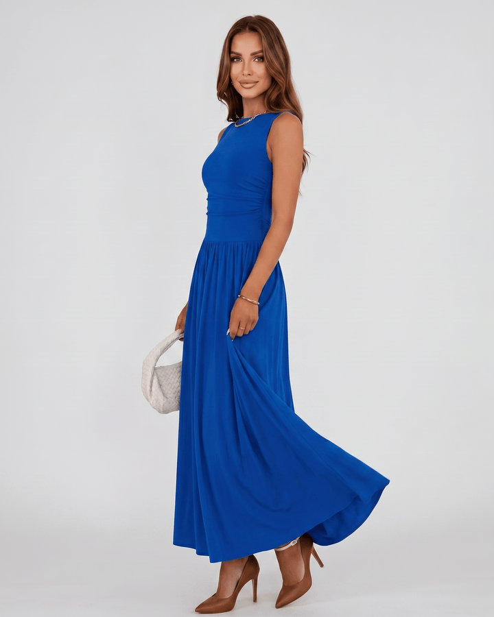 Vestido Aurelia sin mangas, un vestido maxi que combina elegancia y comodidad para mujer.