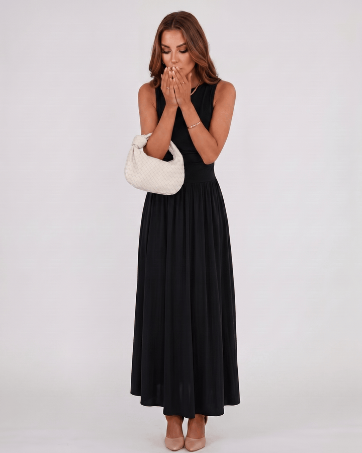 Vestido casual de verano Aurelia, sin mangas y largo, cómodo para disfrutar del buen tiempo.