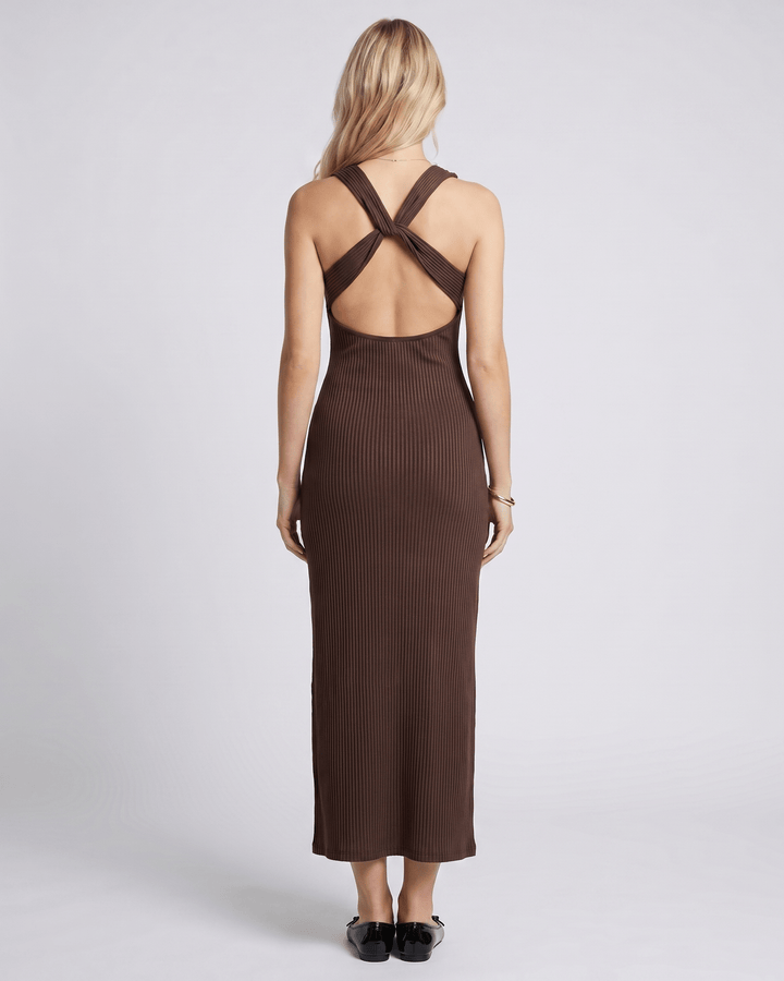 Vestido maxi sin mangas para mujer, estilo ceñido y acanalado, ideal para verano y vacaciones.