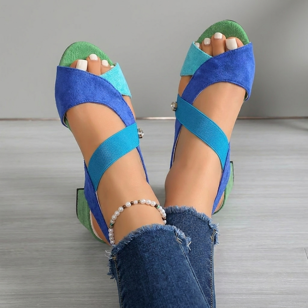 Sandalias de mujer cómodas y ortopédicas, diseño elegante con tacón estable, ideales para vestir en verano.