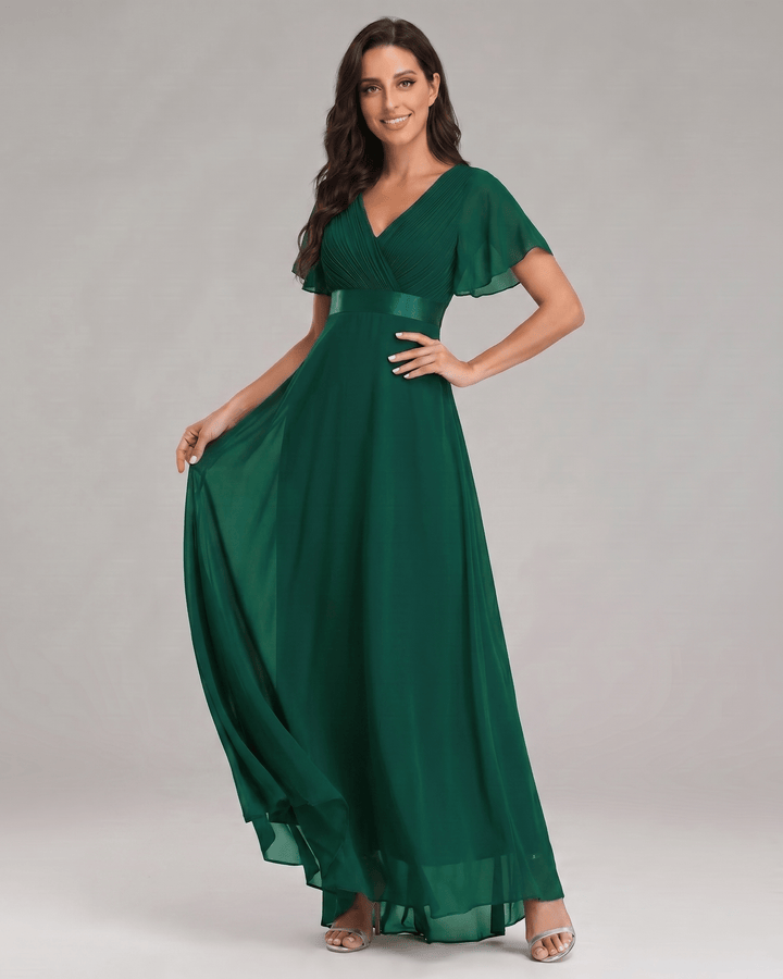 Maxi vestido de cóctel para mujer, con escote V, ideal para verano.