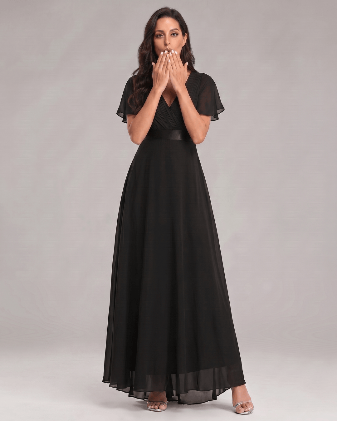 Vestido maxi de verano, elegante, con escote V y corte fluido, para mujer.