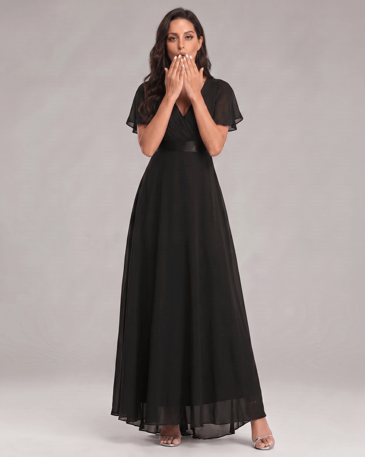 Vestido maxi de verano, elegante, con escote V y corte fluido, para mujer.
