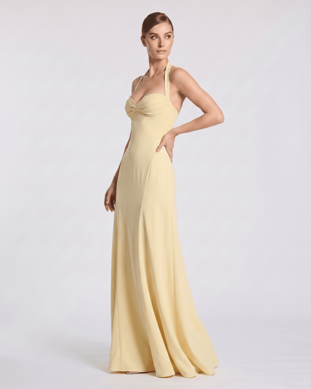 Vestido largo sin mangas para mujer, con escote corazón y tirantes halter, ideal para boda.