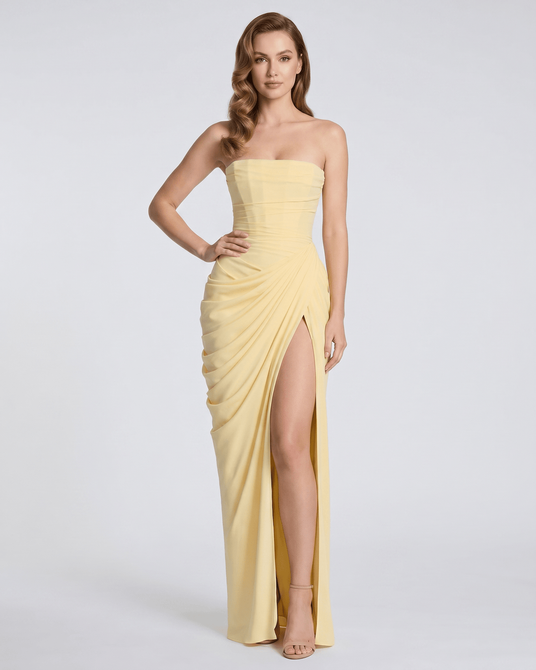 Vestido largo elegante para mujer, sin tirantes, estilo fiesta, para noches especiales.