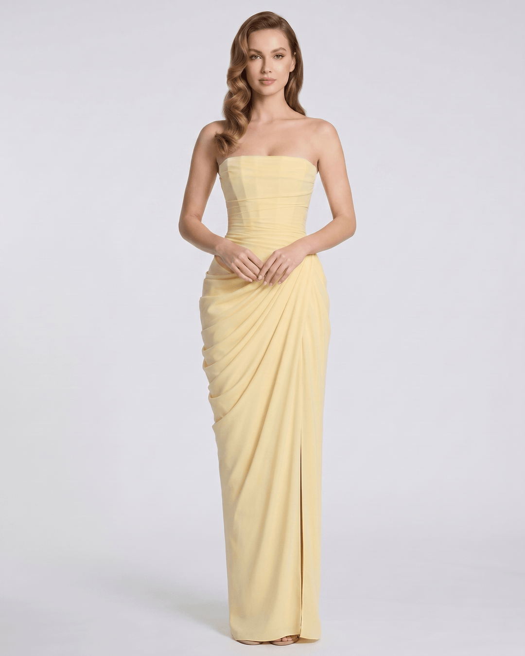 Vestido formal sin tirantes, corte maxi, para mujer, perfecto para coctel y gala.
