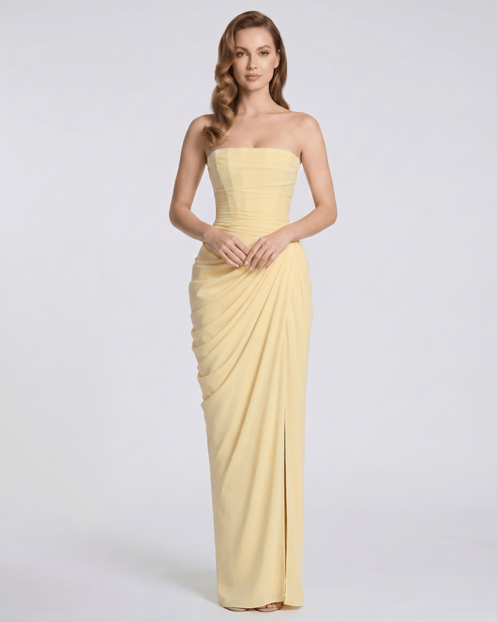 Vestido formal sin tirantes, corte maxi, para mujer, perfecto para coctel y gala.