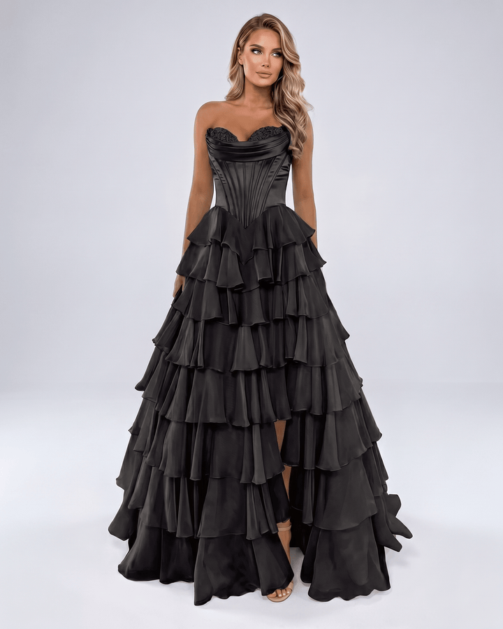 Vestido maxi elegante para mujer, escote corazón. Perfecto para bodas, galas y graduaciones.