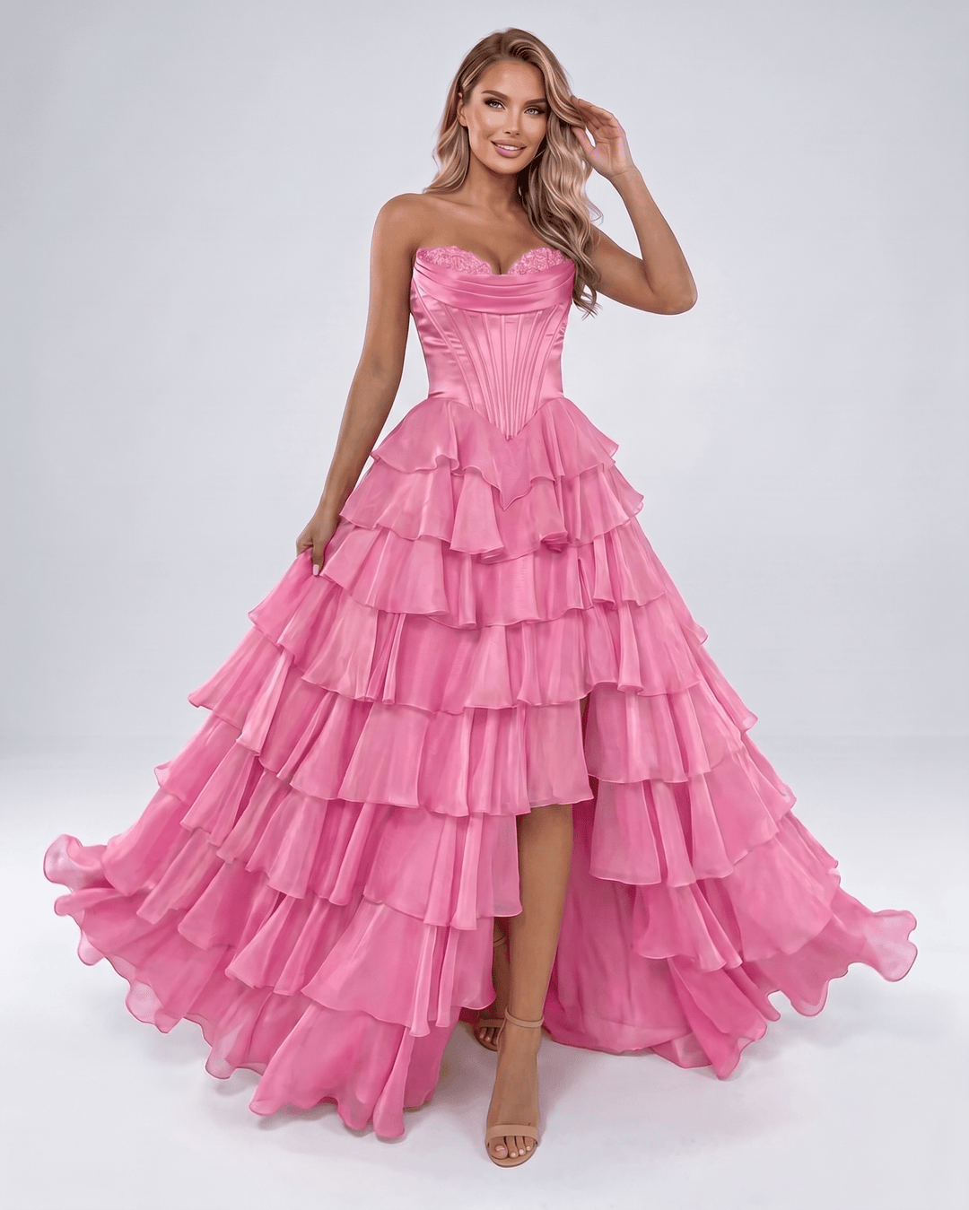 Vestido para graduación mujer, maxi y elegante. Escote corazón, sin tirantes, A-line.