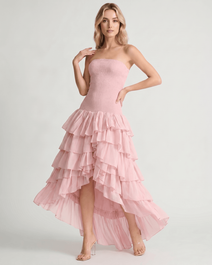 Vestido de ocasión con silueta A, sin mangas, elegante y perfecto para eventos diurnos.
