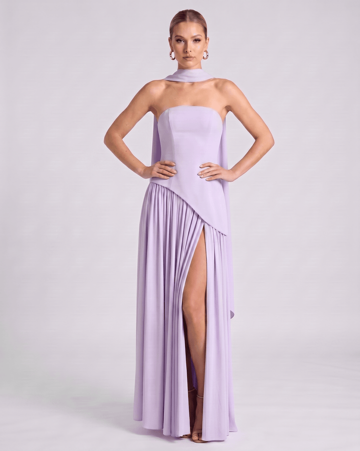 Vestido de noche Aureline para mujer, sin mangas, falda plisada, estilo halter, deslumbrante.