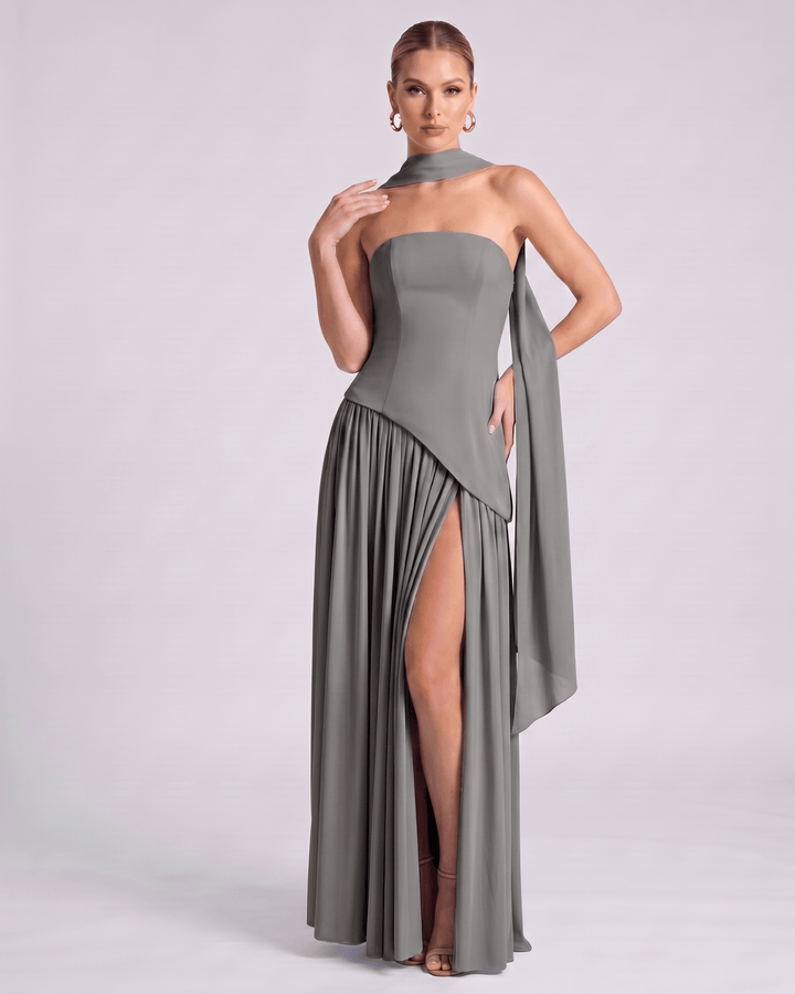Vestido elegante Aureline para mujer, falda plisada, estilo halter, noches de celebración.