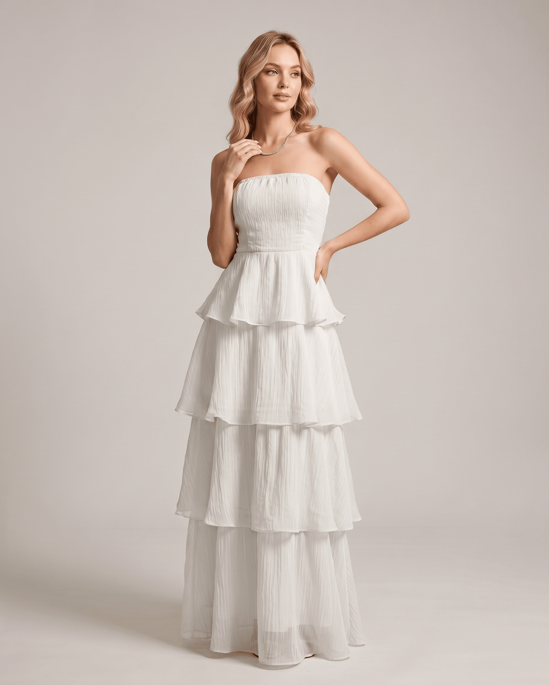 Vestido de fiesta sin tirantes, largo y fluido, para mujer, muy femenino.