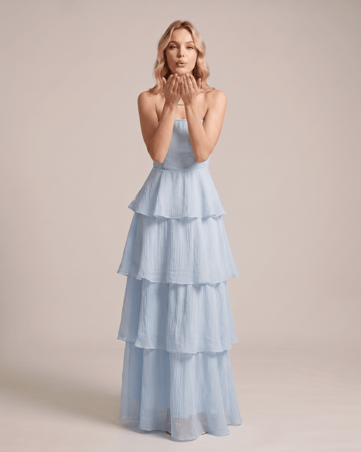 Vestido elegante y fluido sin tirantes, para mujer, ideal para cóctel.