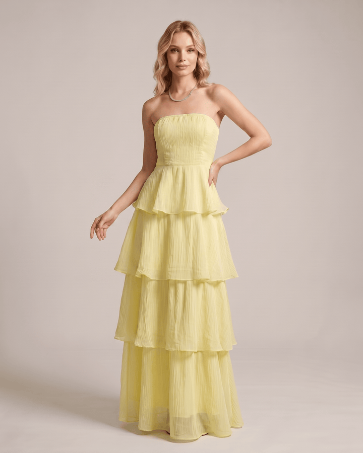 Vestido de fiesta elegante sin tirantes, estilo maxi, para mujer sofisticada.