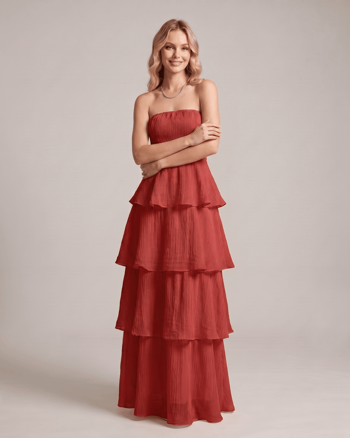 Vestido largo de verano, sin tirantes, para mujer, estilo chic y relajado.
