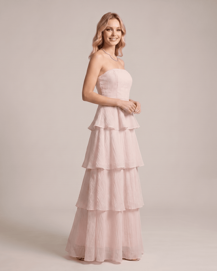 Vestido de fiesta largo sin tirantes, para mujer, ideal para eventos de noche.
