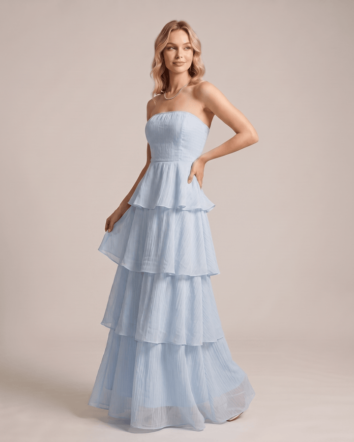 Vestido sin tirantes para mujer, maxi y fluido, con un toque sofisticado.