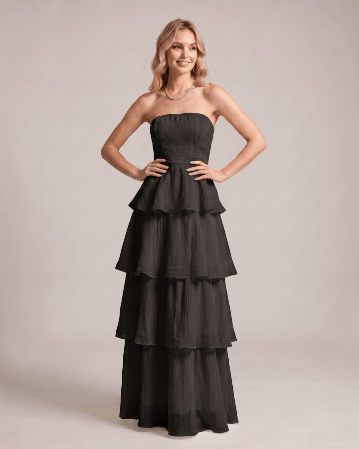 Vestido de verano maxi sin tirantes, para mujer, con silueta fluida y cómoda.