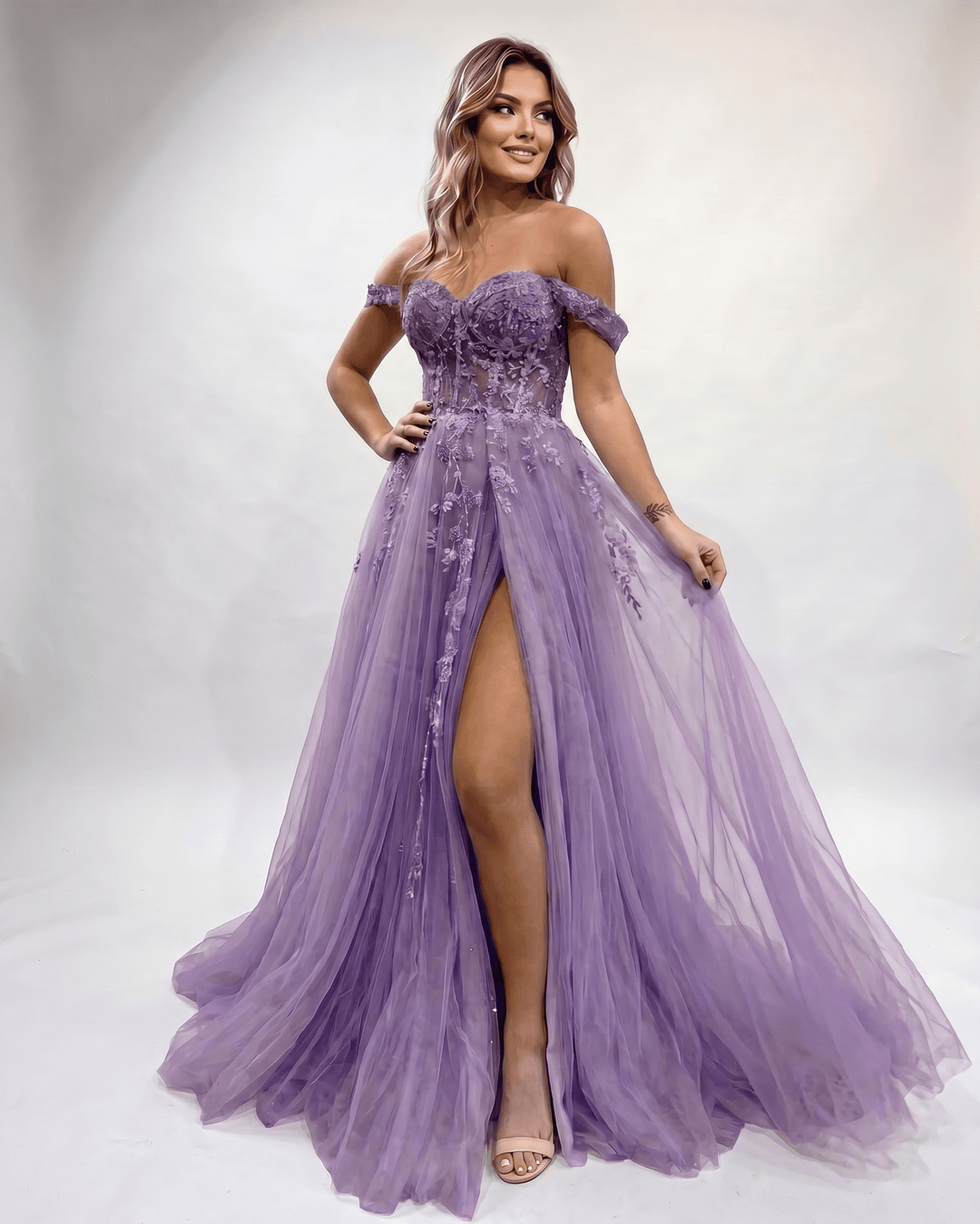 Vestido de cóctel elegante maxi para mujer, con escote corazón y abertura lateral.