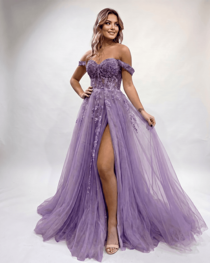 Vestido de cóctel elegante maxi para mujer, con escote corazón y abertura lateral.