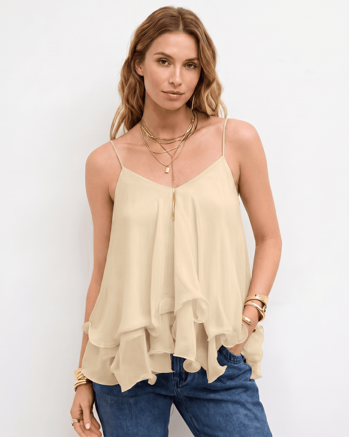 Blusa sin mangas para mujer, estilo Aureline, fluida y atemporal, un básico.