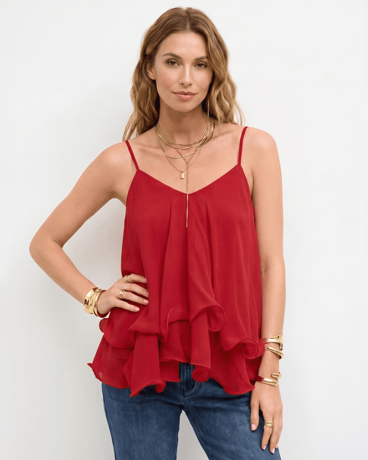 Blusa elegante de fiesta sin mangas, estilo Aureline fluido y cómodo.