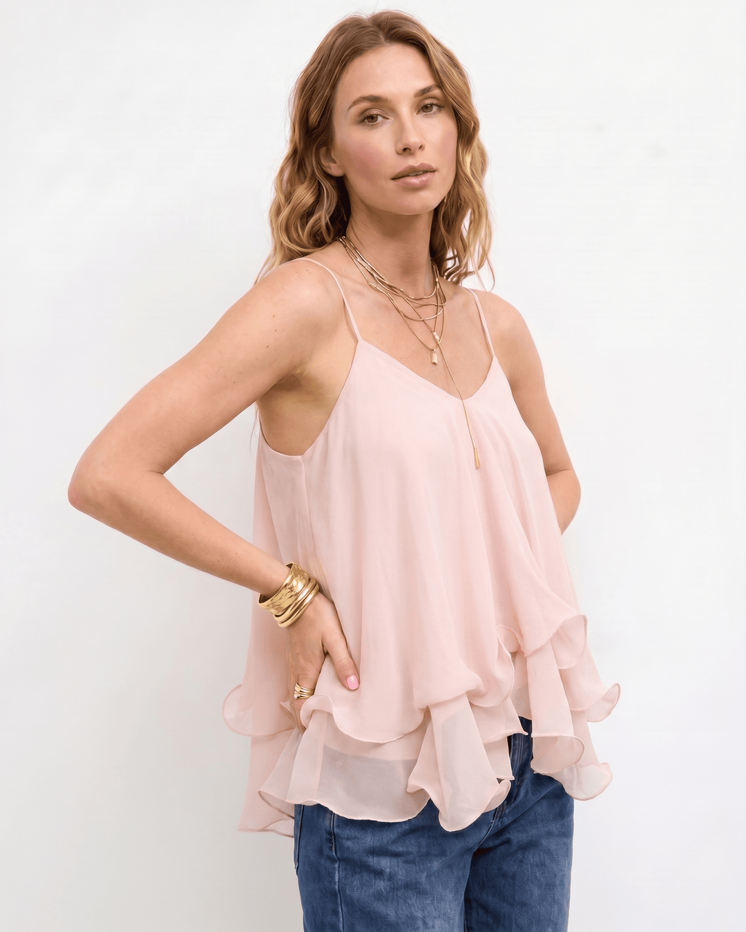 Top mujer elegante sin mangas, fluido, para un estilo refinado y veraniego.