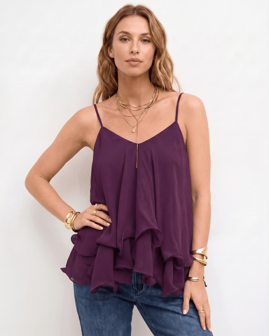 Blusa casual sin mangas Aureline, estilo fluido para mujer, cómoda y fresca.