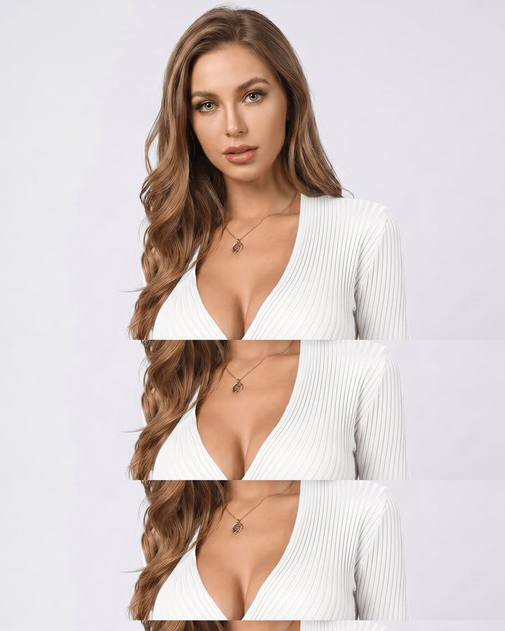 Suéter elegante de manga larga, acanalado, cuello V para mujer. Un must-have sofisticado.