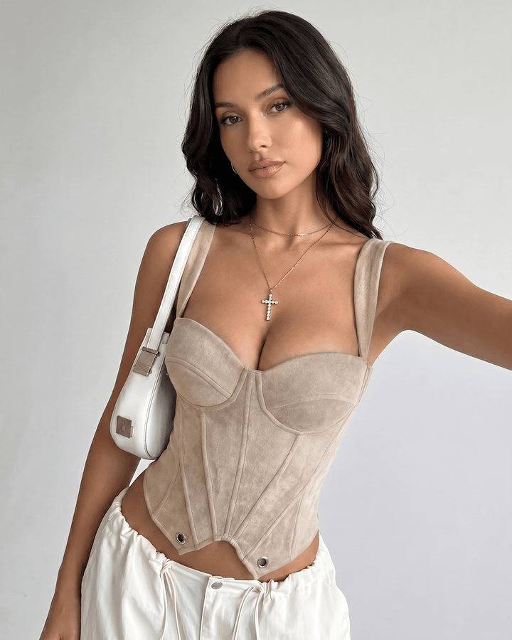 Top corset de moda para mujer, con diseño estructurado y elegante.