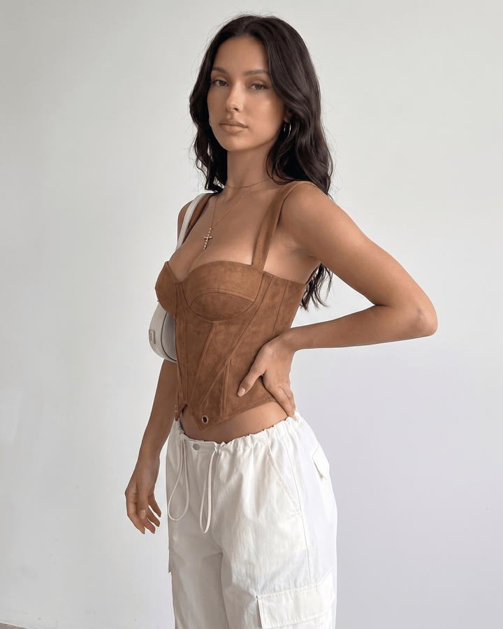 Top corset de noche para mujer, estilo elegante y moderno.