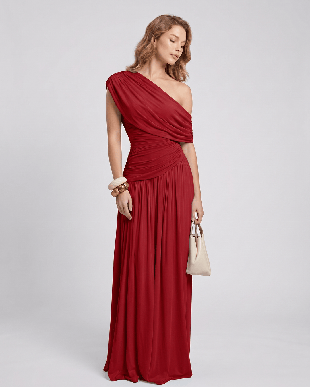 Vestido asimétrico sin mangas para mujer, estilo chic con fruncido, ideal para noche.