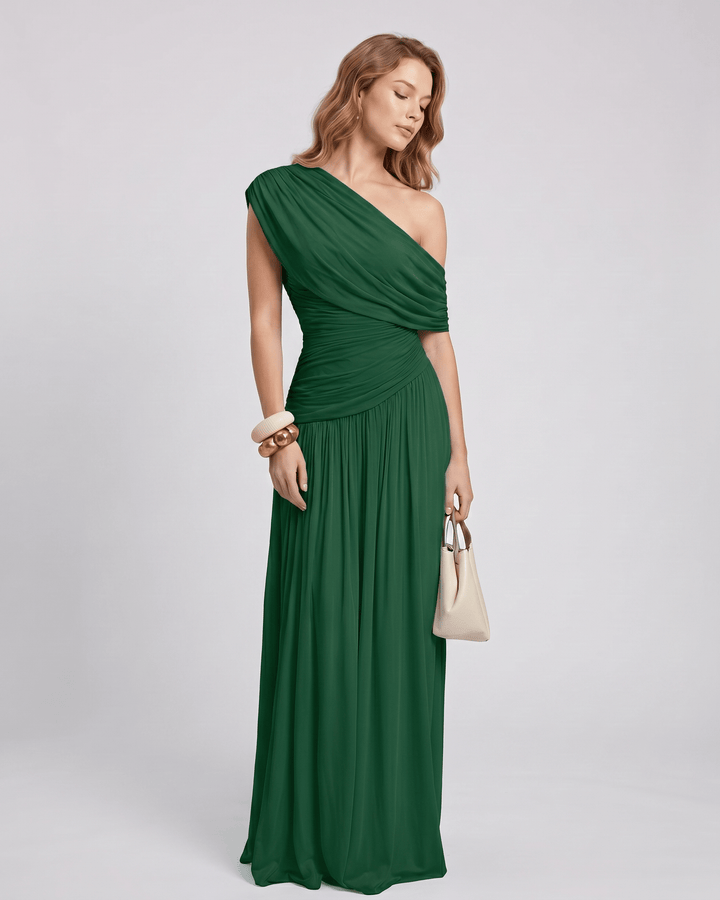 Vestido de noche asimétrico, corte maxi, estilo minimalista, sin mangas, para mujer.